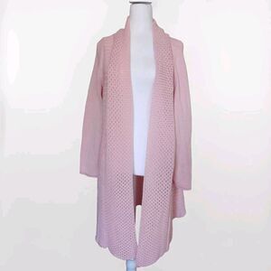 Notations Women's Long Cardigan Open Front Pink Size 1X